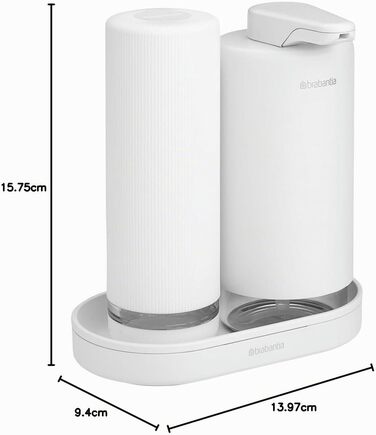 Brabantia Набір дозаторів для мила та засобів для миття посуду, 2 шт., сірий Infinite Grau, 2x200 мл, металевий з текстурованою поверхнею