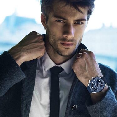 Годинник чоловічий Benyar з хронографом, кварцовий, водостійкий 30M, з датою, для активного відпочинку, спортивний, шкіряний, з гумовим ремінком, срібний, блакитний