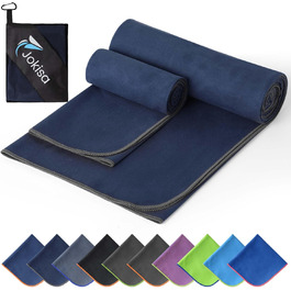 Набір з 2 рушників з мікрофібри (180x90 см + 100x50 см), швидковисихаючі, без піску, для пляжу, спорту, фітнесу, кемпінгу, темно-сірий - зелений (морська хвиля - сірий)