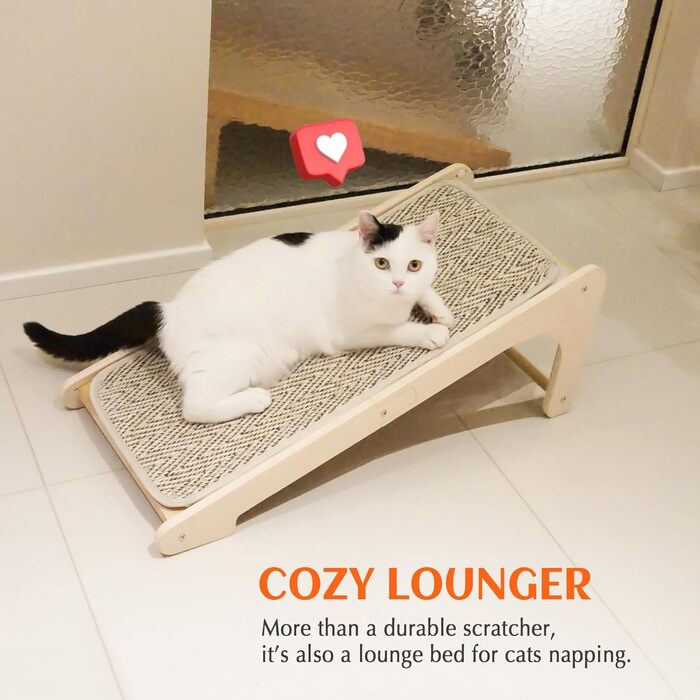 PETKARAY Дряпка для котів, L-подібна, 68 см, з сизалю, для стіни та кута, з котячою м'ятою та іграшкою мишкою