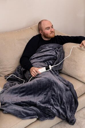 Електрична ковдра Marco Paul: тепла флісова ковдра для тіла, для розслаблення та зняття болю в спині, для дивана (сірий фліс)