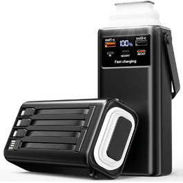 Powerbank 60000mAh з PD 45W, LED дисплеєм, ліхтариком та 6 портами (2 USB-A, 1 Type-C)