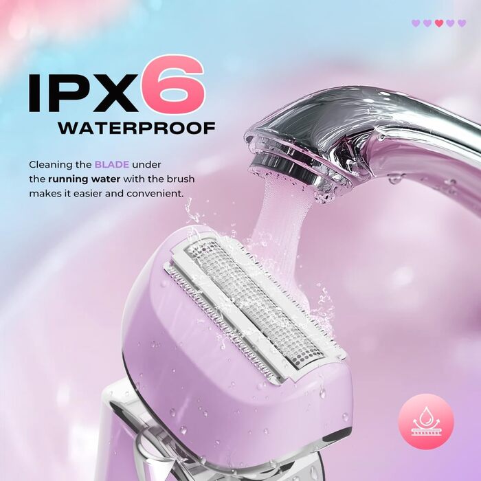 Електричний жіночий епілятор: тример для бікіні та тіла, бездротовий, для ніг та під пахви, мокрий/сухий, світло-фіолетовий