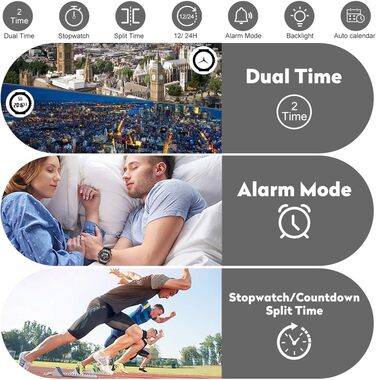 Чоловічий військовий годинник: цифрові та аналогові функції, водонепроникність, дата, будильник, світіння, секундомір. Великий годинник для чоловіків (Rose Gold B)