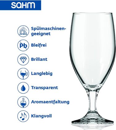 Набір склянок для пива Sahm Vienna Pokal 0,3 л (6 шт) - Pilsner/Craft Beer - для мийки в посудомийній машині