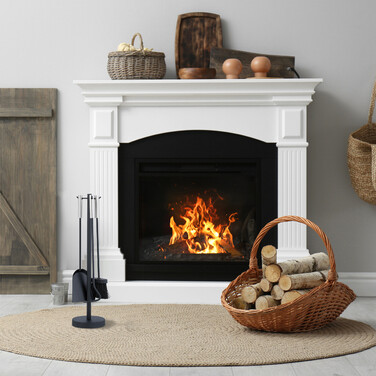 Relaxdays 4-Piece Fireplace Set in Black