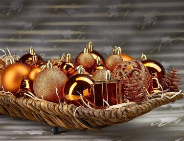 Набір прикрас для ялинки BRUBAKER 101 шт. з верхівкою, кремово-білий, помаранчевий