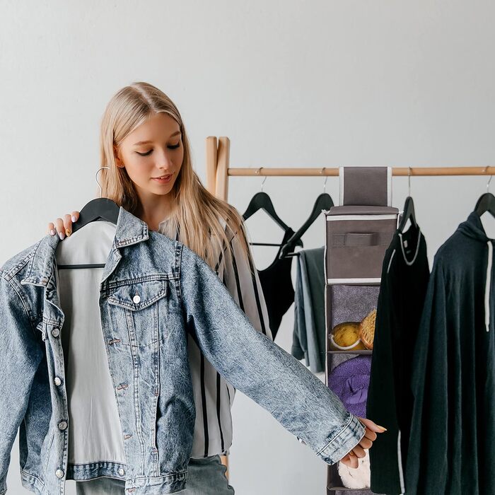 Органайзер для одягу Relaxdays з 7 відділеннями та 2 шухлядами, сірий, 106 x 16,5 x 31 см