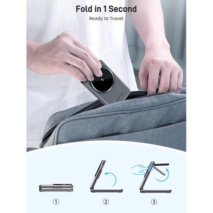 Магнітна зарядна станція 3-в-1 для Samsung Galaxy S25 Ultra/S24 з MagSafe, зарядка для годинників Galaxy Watch Ultra/8/7/6, бездротовий зарядний пристрій для подорожей (сріблястий)