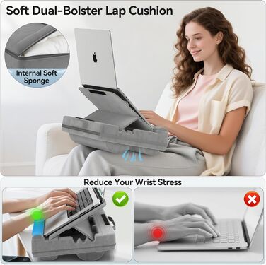 Підставка для ноутбука з регулюванням кута нахилу, подушка для рук, чорна (до 16 дюймів)