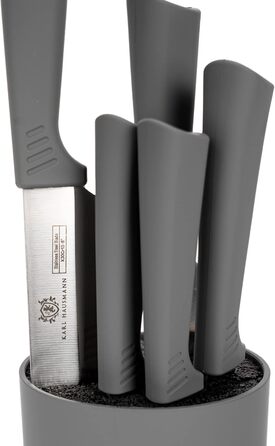 Набір ножів Karl Hausmann 5 предметів: набір ножів, ніжний блок, кухонні ножі з нержавіючої сталі (сірий)