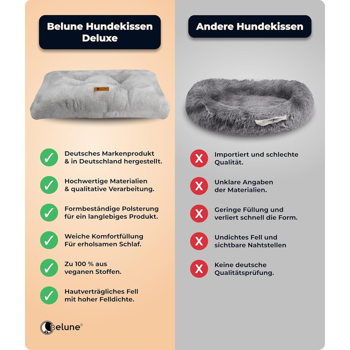 Belune® Делюкс подушка для собак [Світло-сірий, L (130x80x15 см)] - миється, ліжко для великих собак, подушка для собак великих порід світло-сіра L (130x80x15 см)