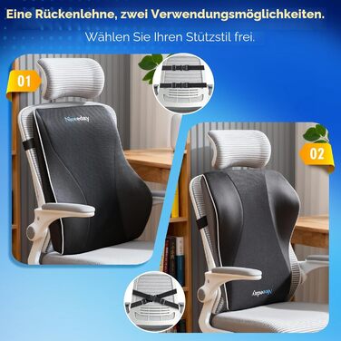 Подушка для попереку Niceeday для офісного крісла та авто з піни Memory Foam, дихаюча 3D сітка, підтримка спини