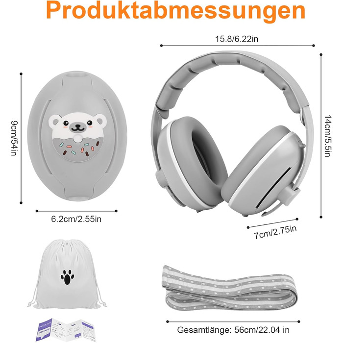 Навушники для захисту від шуму для малюків 2-в-1, 25dB, до 48 місяців, для дому та подорожей