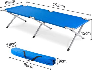 GOODS+GADGETS Folding Army Field Bed - Aluminum - Folding Camping Bed & Guest Bed Blue