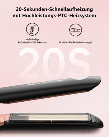 ANNLARY 1 Inch Hair Straightener & Curling Wand 2-in-1 - Titanium Ceramic Ion Technology - Heat Protection, Anti-Frizz, Shiny Hair - Dual Voltage (110-240V)