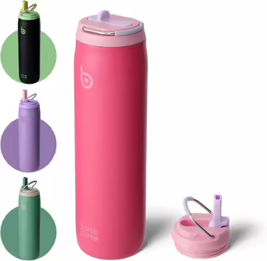 bottlebottle BOTTLE Insulated Stainless Steel Water Bottle 32oz(946ml) with Straw Handle for Sports, Travel, Gym, Double-Walled Leak-Proof, BPA-Free (Pink)