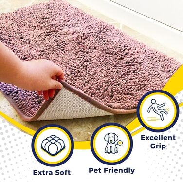 Килимок для дому Muddy Mat® з мікрофібри, швидковисихаючий, антиковзний, 19'x30' (61 x 91 см), світло-рожевий