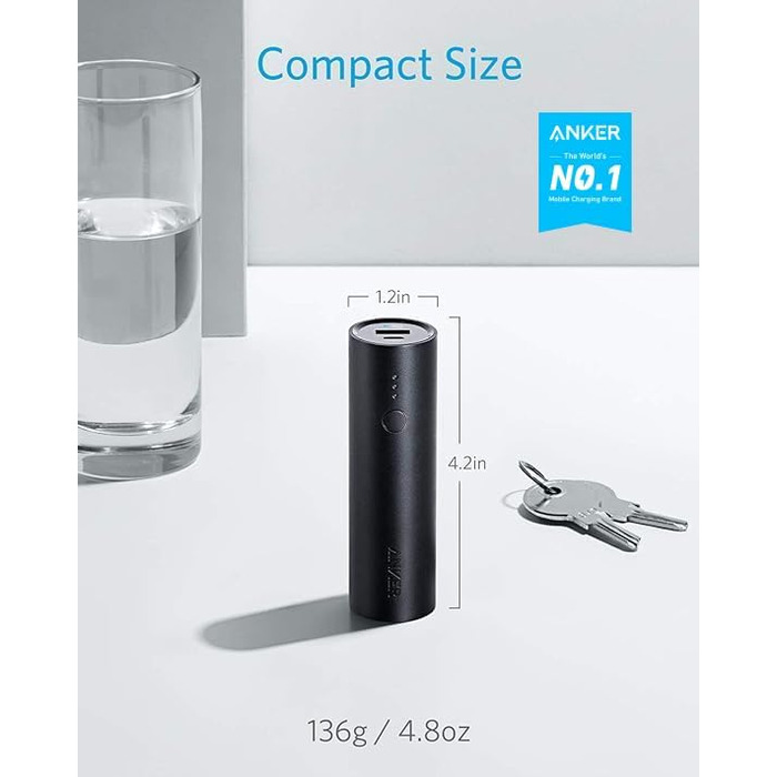 Powerbank Anker PowerCore 5000mAh: компактний акумулятор для iPhone, iPad, Galaxy та інших пристроїв (Чорний)