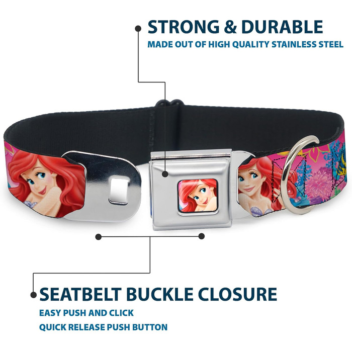 Нашийник для собак Buckle Down Ariel, рожево-блакитний, повний колір, розмір L (15-26 дюймів, 2.5 см)