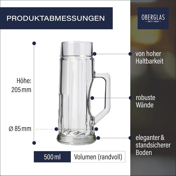 Набір пивних кружок Stölzle Oberglas Premium Ribbed 6 шт, 0.3 л, міцне скло, для пива, можна мити в посудомийній машині