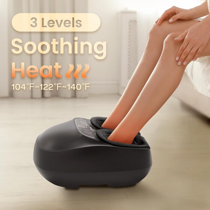 Масажер для ніг Comfier з підігрівом, Shiatsu масаж для п'яткової фасції та невропатії, з пультом, функція паузи, 34.5X18.7X40.5 см