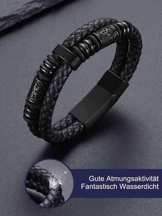 Чоловічий шкіряний браслет Bandmax з плетінням, з магнітною застібкою. Браслет на зап'ястя, чорний, 19/21/23 см