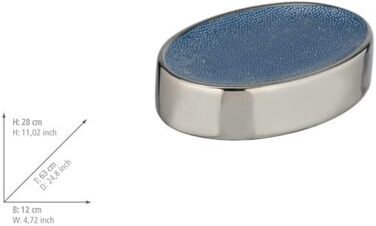 Підставка для мила WENKO Nuria, керамічна мильниця срібно-блакитного кольору, 12 x 3 x 8 см