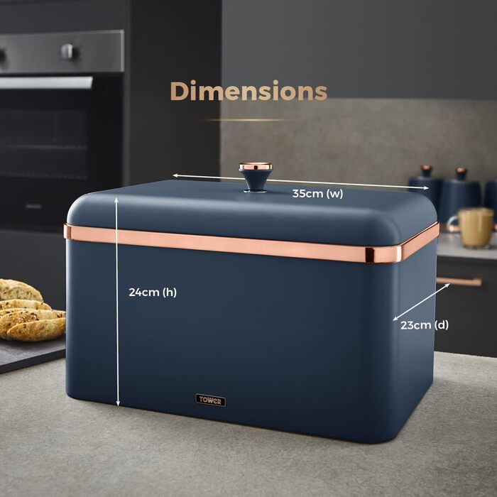 Cavaletto Brotkasten-Aufbewahrung T826130BLK: Набір для зберігання хліба, карбонова сталь, знімний кришка, 23 x 35 x 24 см, Midnight Blue