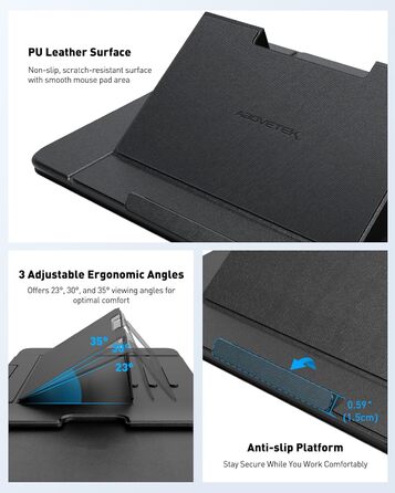 Зручний лапдеск AboveTEK для ноутбука: ергономічний, з антиковзким покриттям, захистом від нагріву та вбудованим ковриком для миші. Ідеально для роботи в ліжку, на дивані та в подорожах (чорний)