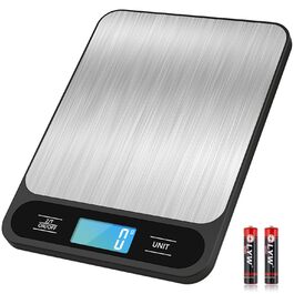 Кухонні ваги Diyife 10 кг / 1 г, електронні, з LCD-дисплеєм, для випічки та приготування їжі, з тарою, автовимкненням, платформа з нержавіючої сталі, 6 одиниць вимірювання, чорні