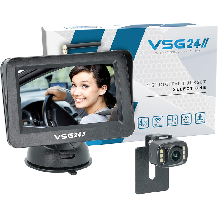 Бездротова система паркування VSG24 4.3'' з камерою для номерного знака та монітором, комплект для авто 12В-24В, цифрова камера, легке встановлення