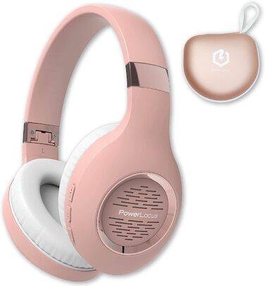 Навушники PowerLocus Bluetooth Over-Ear, бездротові, складні, з мікрофоном, Hi-Fi, глибокий бас, для телефону, планшета, ПК (Rose Gold Deep)