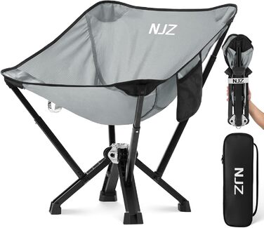 Крісло для кемпінгу NJZ 200-600LBS: складне, міцне, легке, для відпочинку на природі, риболовлі, саду та пікніків (срібний)