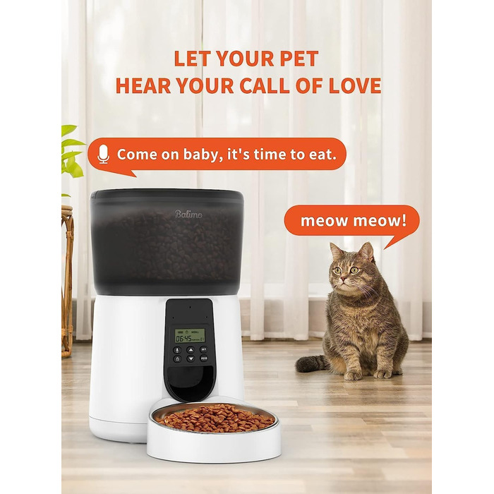 Автоматичний годівник для котів Balimo 3L з Wi-Fi, керування через додаток, для собак та котів, чорний