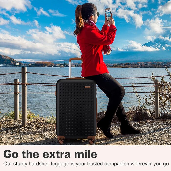 Валіза KONO з ABS пластику, ручна, з TSA замком, 75x48x29 см, набір 4 шт. (білий/чорний)