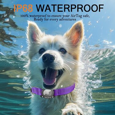 Нашийник для собак з AirTag, водонепроникний чохол, GPS трекер, сумісний з Apple AirTag, для малих, середніх та великих собак, розмір S (27-34.5 см), колір: фіолетовий