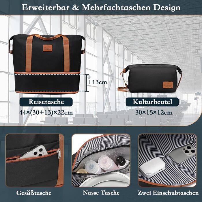 Набір валіз Joyway 5шт з ABS пластику, розширюваний, з TSA-замком. Чорний колір. Включає: валізу-троль, сумку-рюкзак та косметичку.