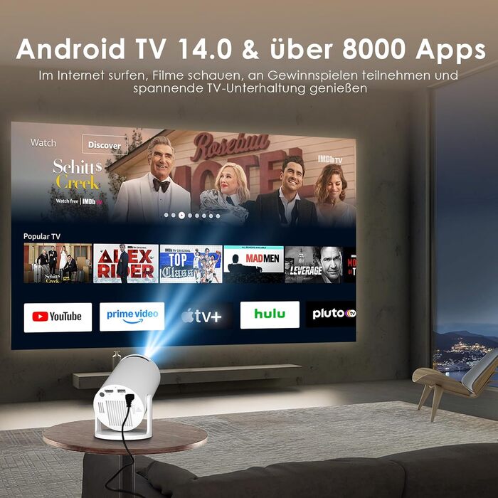 Міні проєктор Salange Mini Beamer 2026,8K з Android, WiFi 6, Bluetooth 5.4, Auto Keystone, 270° поворот, для дому та на вулицю, Sala300pro