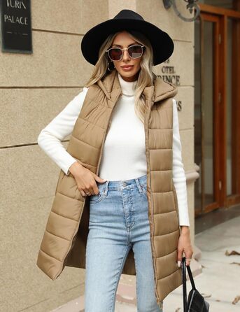 Дамський пуховик Yuongirl, довгий, з капюшоном, теплий, для осені/зими, розмір XXL (Хакі)