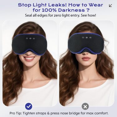 3D Маска для сну з навушниками Bluetooth Dolida, ультрамарин - повна блокада світла, комфортний сон для жінок та чоловіків