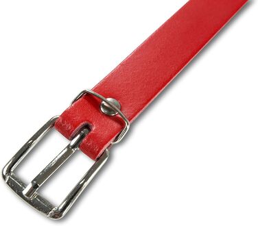 Чоловічий шкіряний ремінь Damengürtel з перфорацією, срібна пряжка, Німеччина (90/BW75, ширина 2 см, червоний)