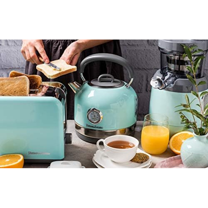 Електричний чайник Vintage Cuisine з термометром (м'ятний колір)