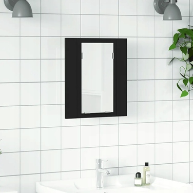 Шафа в ванну кімнату з LED-дзеркалом та RGB-підсвіткою, чорна, 40x12x45 см