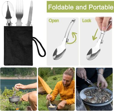 Набір посуду для кемпінгу з алюмінію, туристичний посуд, набір для пікніка та походів