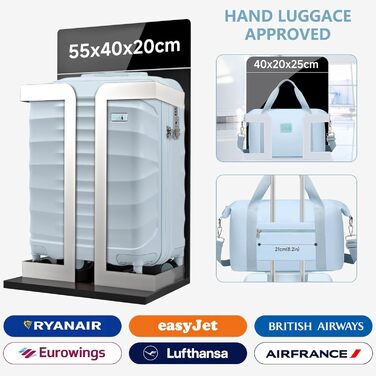 Набір валіз Sea Choice 5 в 1 з ABS-пластику: велика місткість, TSA-замок, ручна поклажа. Включає: валіза-тележка, сумка для подорожей, косметичка. Колір: м'ятно-зелений