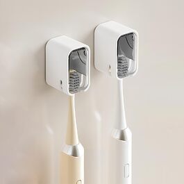 Настінний тримач для зубних щіток, для ванної кімнати, міцний самоклеючий тримач, органайзер для зубних щіток та головок, сірий, 2 шт.