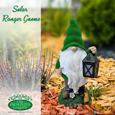 The ENCHANTED GARDEN Gartenzwerg Ranger garden figurines & garden statues garden decor for outdoors Solar Light funny gnomes for outdoors
