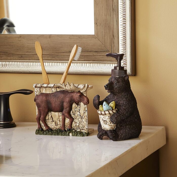 SKL Home by Saturday Knight Ltd. Timber Ridge Toothbrush Holder, 4.31 x 2.42 x 4.63 cm, Brown