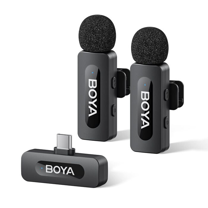 BOYA BY-V20 Бездротовий мікрофон-петличка для смартфона, iPhone, Android, USB-C, 48 КГц/16 біт, 9 годин роботи, шумозаглушення